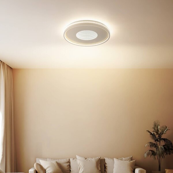 Globo Plafoniera soffitto Shirley, dimmerabile, Crema / Ambra, Soggiorno / Sala da pranzo, Metallo, Plafoniera