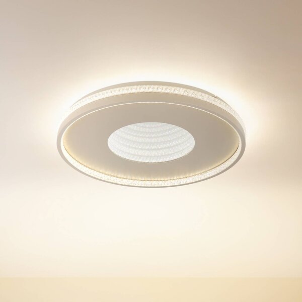 Globo Plafoniera soffitto Shirley, dimmerabile, Crema / Ambra, Soggiorno / Sala da pranzo, Metallo, Plafoniera