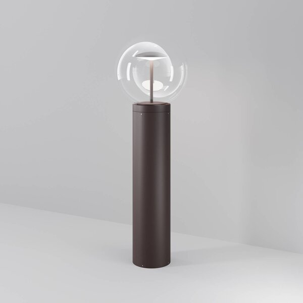 Maytoni Lampione a LED Velora, marrone, altezza 60 cm, metallo/vetro, IP65 Velora, Marrone / Ruggine, Metallo, Moderno