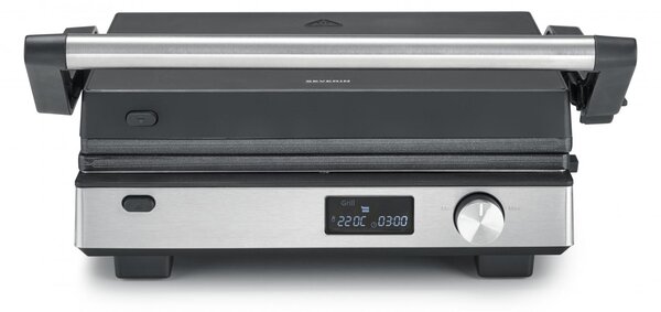 Severin Bistecchiera Elettrica Potenza 2000W con Rivestitura Antiaderente e Termostato Regolabile colore Nero/Argento - KG 2380