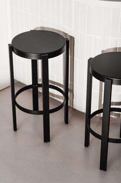 Sedia da bar nera in acciaio (altezza della seduta 65 cm) Doon – noo.ma