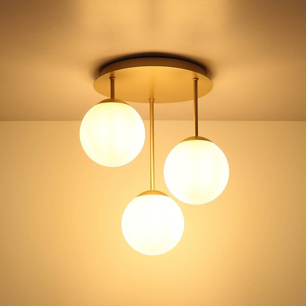 Globo Plafoniera soffitto Harmon, dimmerabile, Crema / Ambra, Soggiorno / Sala da pranzo, Vetro, Plafoniera