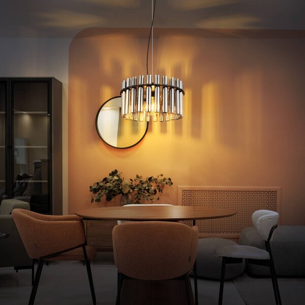 Globo Lampada a sospensione Gorley II, dimmerabile, Alluminio / Grigio / Zincato, Soggiorno / Sala da pranzo, Vetro, Lampada a sospensione
