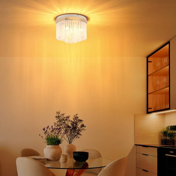 Globo Plafoniera soffitto Gorley, dimmerabile, Bianco / Opale, Soggiorno / Sala da pranzo, Vetro, Plafoniera