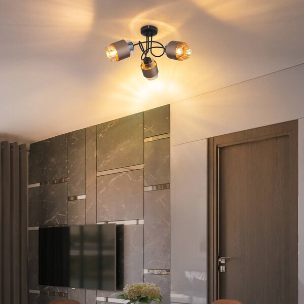 Globo Plafoniera soffitto Milley, dimmerabile, Crema / Ambra, Soggiorno / Sala da pranzo, Vetro, Plafoniera