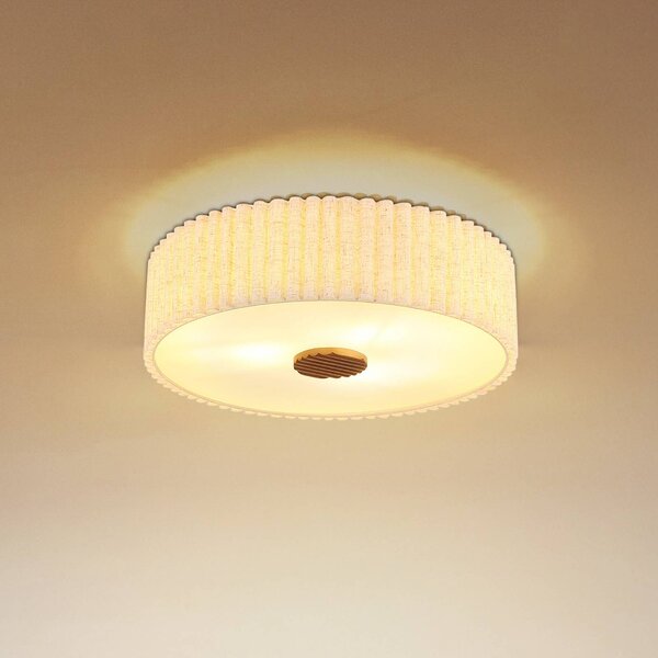 Globo Plafoniera soffitto Jannie, dimmerabile, Crema / Ambra, Soggiorno / Sala da pranzo, Tessuto / Stoffa / Seta, Plafoniera