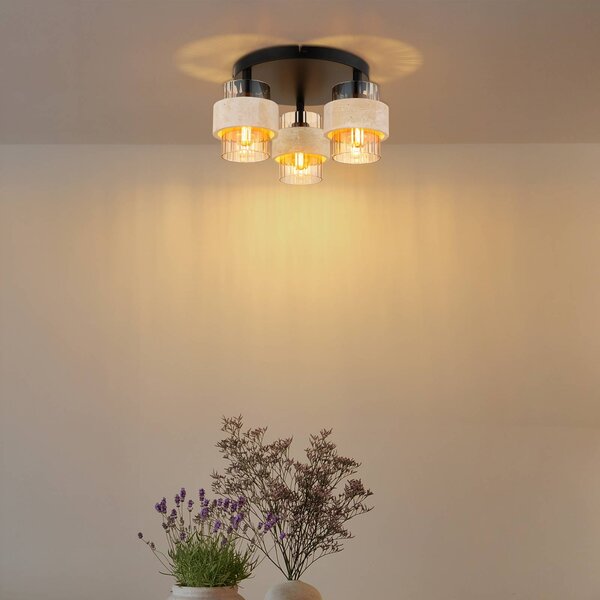 Globo Plafoniera soffitto Daren, dimmerabile, Crema / Ambra, Soggiorno / Sala da pranzo, Vetro, Plafoniera