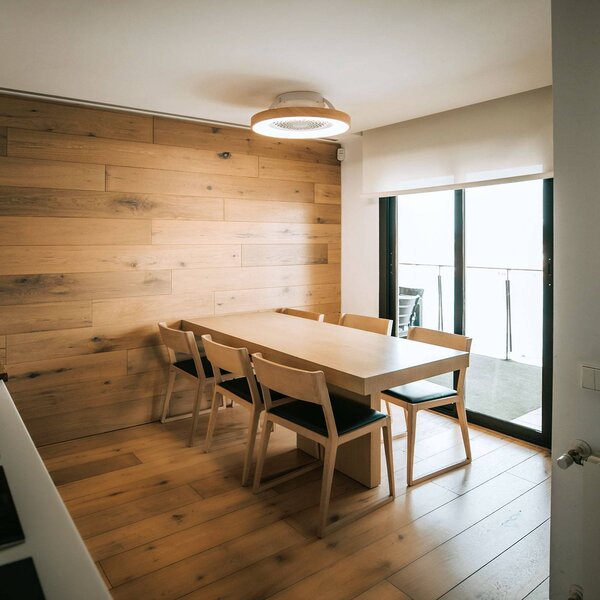 Mantra Iluminación Ventilatore Tibet LED app/remote legno/bianco