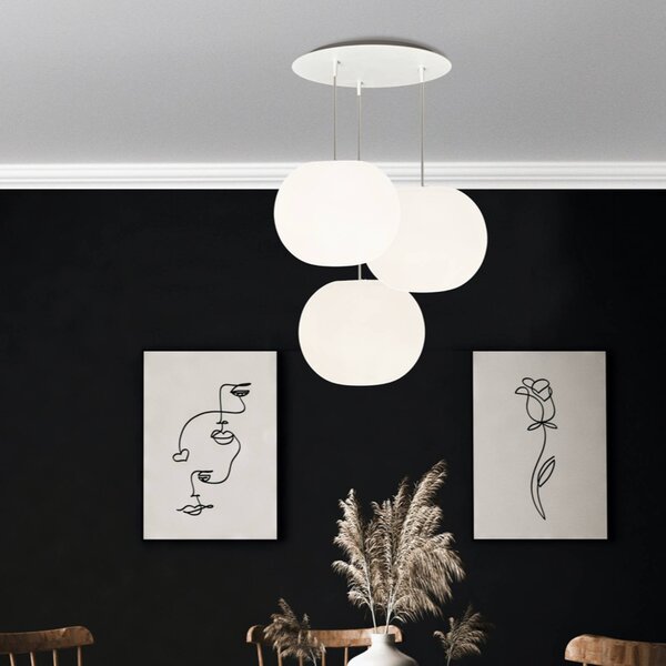 Casablanca Lampada a sospensione Acai, dimmerabile, Bianco / Opale, Soggiorno / Sala da pranzo, Vetro, Lampada a sospensione