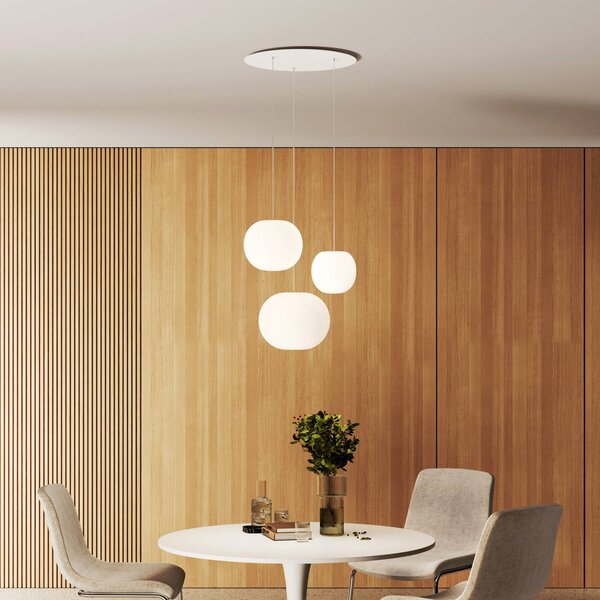 Casablanca Lampada a sospensione Acai, dimmerabile, Bianco / Opale, Soggiorno / Sala da pranzo, Vetro, Lampada a sospensione