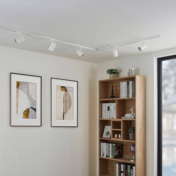 Sistema binario monofase Lindby, GU10, a 5 luci, bianco Linaro dimmerabile, Bianco / Opale, Corridoio, Alluminio, Moderno