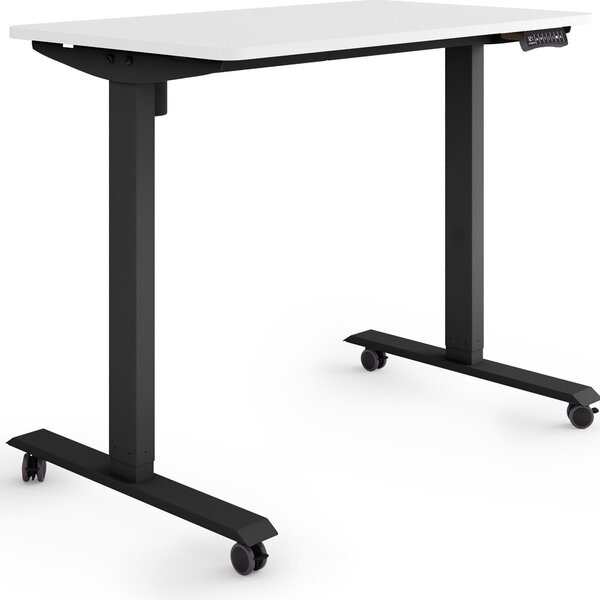 ESMART Germany ETX-121BW 100 x 60 cm Bianco Scrivania ergonomica in piedi/seduta su rotelle Regolabile elettricamente in altezza in modo continuo da 78,5 a 128,5 cm 3 porte di ricarica USB con memoria Promemoria attività
