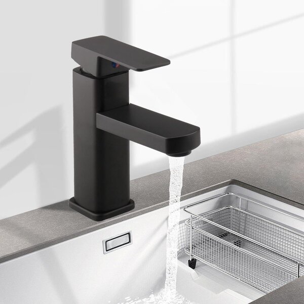 Rubinetto lavabo nero, miscelatore monocomando, acqua calda e fredda