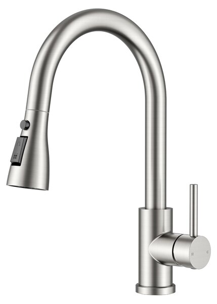 Rubinetto da cucina, miscelatore con soffione estraibile, girevole a 360°