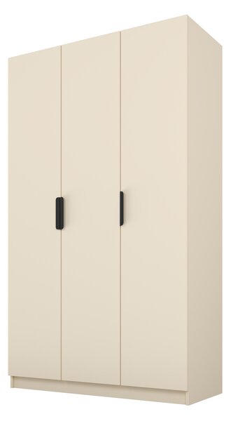 PAWS MOBEL Armadio inclinabile beige 150x52x200 cm, armadio a tre ante aperto senza specchio, con ripiani e appendini
