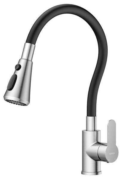 Rubinetto da cucina con 3 modalità di erogazione, girevole a 360°, con tubo in silicone, miscelatore monocomando
