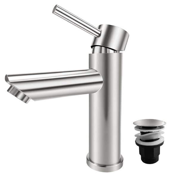 Rubinetto da bagno con scarico - miscelatore per lavabo - acciaio inossidabile