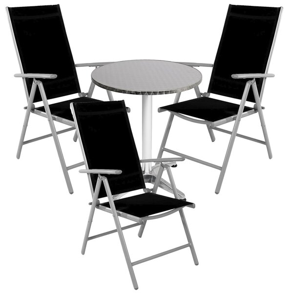 Set da bistrot, composto da 4 pezzi, color argento/grigio e nero
