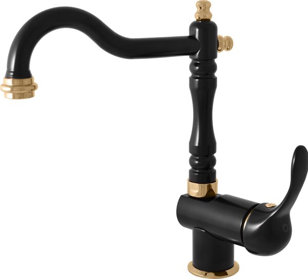 LABE - Miscelatore per lavabo senza scarico, nero opaco/oro L008.0/8CMATZ, RAV Slezák