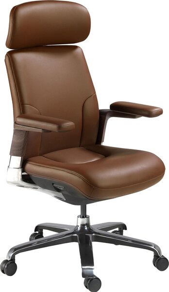 Sedia girevole in Pelle finta marrone 4211