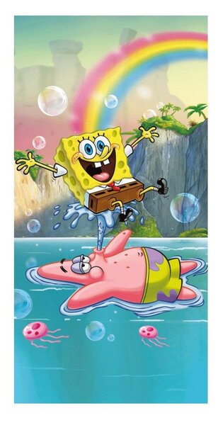 Asciugamano per bambini in cotone 70x140 cm Sponge Bob "Tropical Duo" – Jerry Fabrics