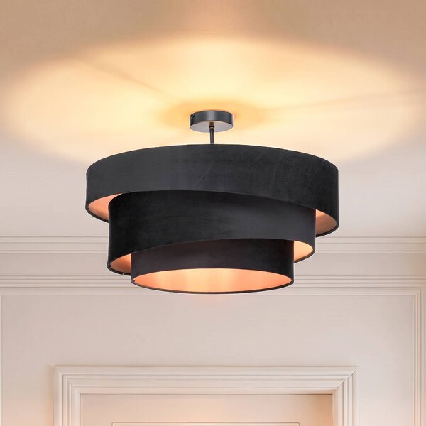 Plafoniera soffitto Jusari Lindby, dimmerabile, Nero, Soggiorno / Sala da pranzo, Tessuto / Stoffa / Seta, Moderno, Plafoniera