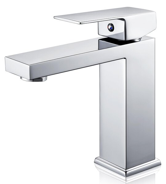 Rubinetto per lavabo cromato, miscelatore quadrato per bagno