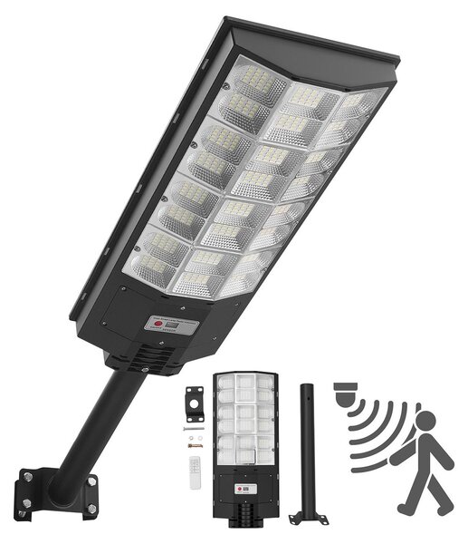 Lampione solare - Lampione a LED - Super luminoso 450000 lm - Potenza 8000 W - Con sensore crepuscolare - Rilevatore di movimento - IP65 impermeabile - Per vialetti e cortili