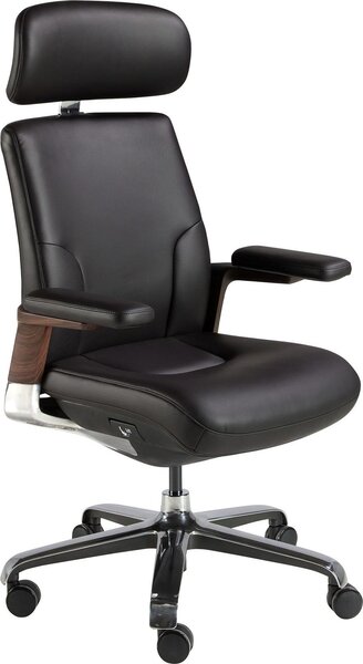 Sedia girevole in Pelle finta nera 4212