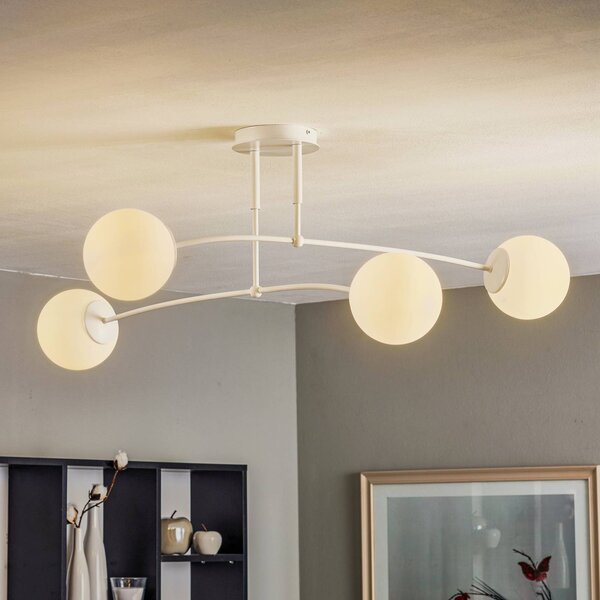 Plafoniera soffitto Pregos 4 EMIBIG LIGHTING, dimmerabile, Bianco / Opale, Corridoio, Metallo, Moderno, Plafoniera