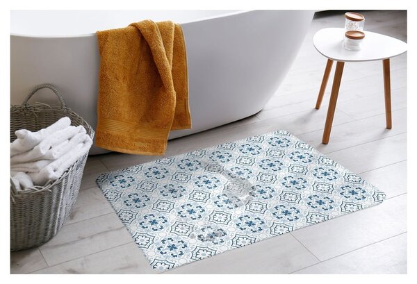 Tappetino da bagno bianco e blu in terra di diatomee 35x45 cm Atlanta - douceur d'intérieur