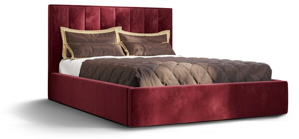 Letto imbottito Alezio, A: 140 cm x 200 cm, colore: Monolith59 (rosso), letto con contenitore, letto matrimoniale, letto 140x200cm, letto con materasso