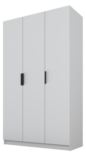 PAWS MOBEL Armadio grigio inclinabile 150x52x200 cm, armadio a tre ante aperto senza specchio, con ripiani e appendini