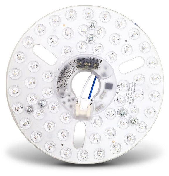 Modulo plafoniera ventilatore a LED, 24W, 220V, rotonda, diametro 160mm, con 3 temperature di colore