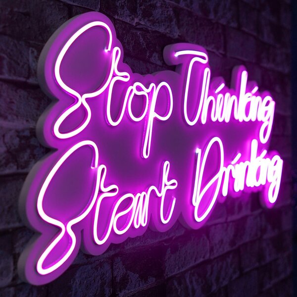 Opviq, Stop Thinking Start Drinking - Rosa, Strisce LED, Rosa, Strisce neon flessibili, 34 x 78 x 2 cm