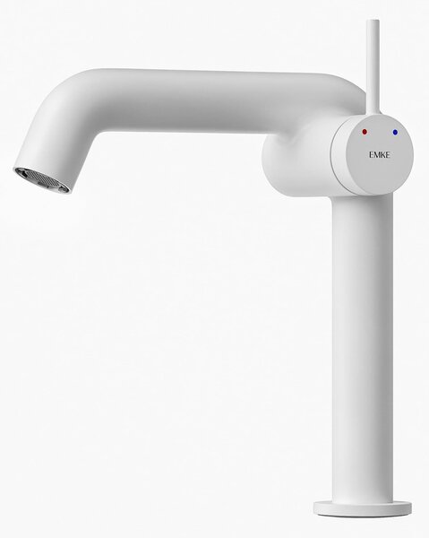 Rubinetto da bagno bianco opaco, dimensioni 222 x 200 x 76 mm, in ottone, con cartuccia Vetroceramica, miscelatore monocomando