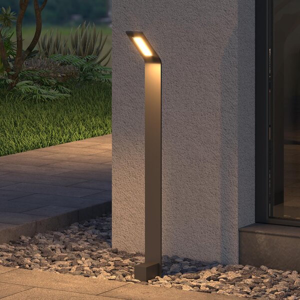 Doporro Lampione da Giardino 80 cm IP65 con LED 6W 3000K C Paletto Luminoso da Esterno in Alluminio Grigio Scuro per Sentieri, Vialetti, Terrazze e Cortili, Design Moderno