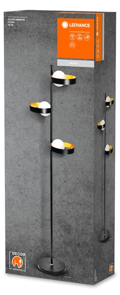 LEDVANCE DECOR Memphis lampada da terra, nero/oro, con base G9 per una facile sostituzione della sorgente luminosa, può essere dotata di lampada semplice o intelligente, classe di protezione IP20