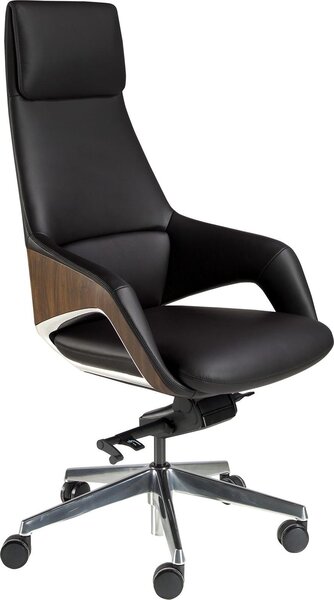 Sedia girevole in Pelle finta nera 4210