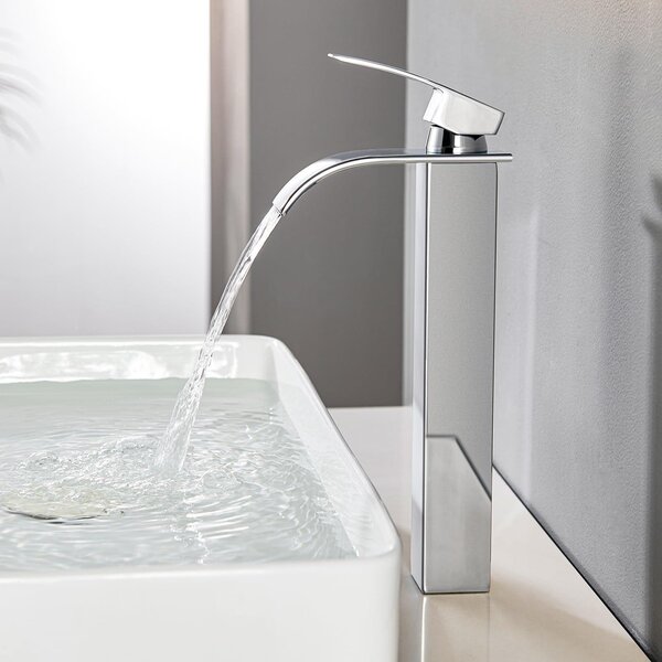 Rubinetto per lavabo a cascata - Miscelatore monocomando - Altezza 245 mm - Acciaio inossidabile