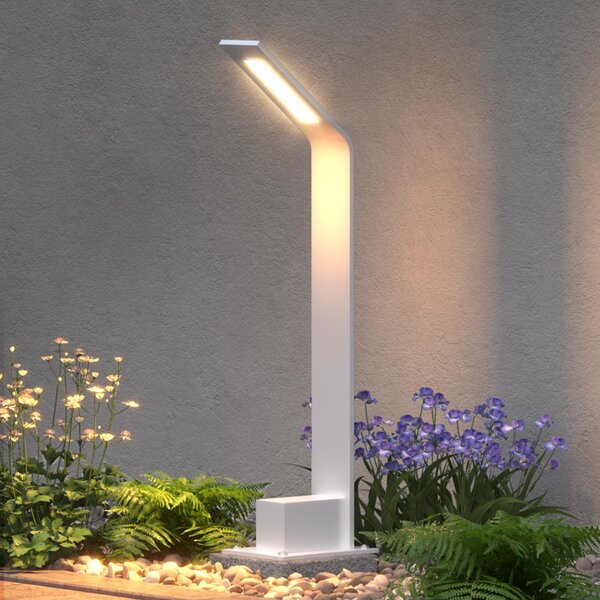 Doporro Lampione da Giardino 40 cm IP65 con LED 6W 3000K šC Paletto Luminoso da Esterno in Alluminio Bianco Opaco per Sentieri, Vialetti, Terrazze e Cortili, Design Moderno