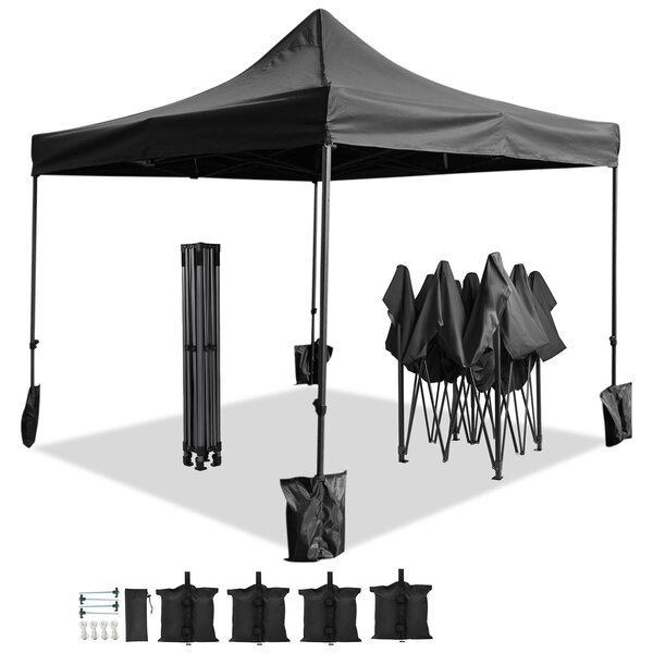 IvoQ Premium Gazebo 3x3 m – Modello extra robusto – Easy Up e impermeabile – Incl. sacchi di sabbia – Nero
