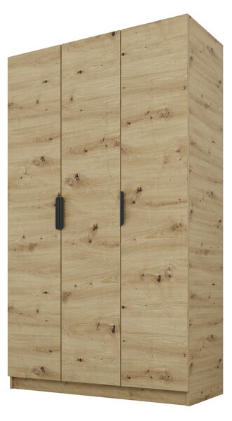 PAWS MOBEL Armadio inclinabile in rovere Artisan 150x52x200 cm, armadio a tre ante aperto senza specchio, con ripiani e appendini