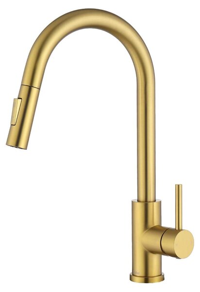 Rubinetti da cucina moderni in ottone dorato, con doccetta estraibile e realizzati in acciaio inossidabile