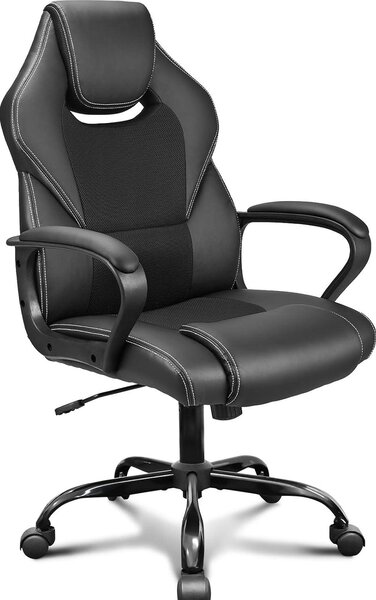 Sedia da ufficio BASETBL ergonomica girevole Finto cuoio nera fino a 150 kg