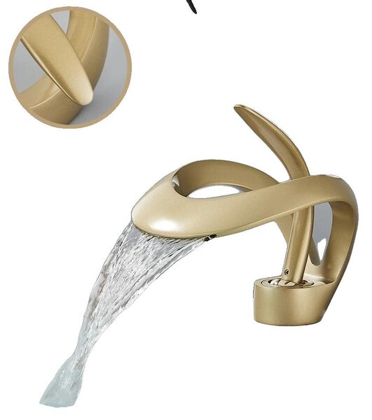 Miscelatore per lavabo, monocomando, montaggio da appoggio, dorato
