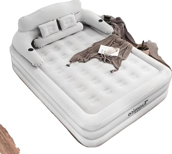 Materasso ad aria, pompa integrata, comodo per 2 persone, grigio 203x152x48cm
