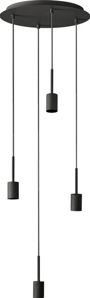 OSRAM Decor lampada a sospensione Needle Plate 4xE27, grigio scuro, acciaio, cavo tessile da 2 m, minimalista
