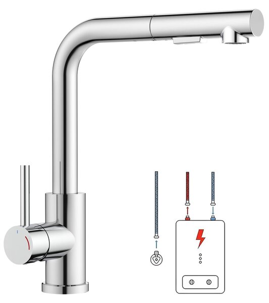 Rubinetto da cucina a colonna con getto estraibile