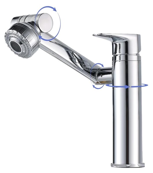 Miscelatore a risparmio idrico per bagno, girevole a 360 gradi, rubinetto monocomando per lavabo, per acqua calda e fredda